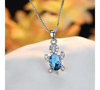 necklace Blue Purple Oval Zircon Pendant Rainbow Stone Cute Turtle Necklaces For Women Fashion Jewelry Multicolor Crystal Animal Necklace
