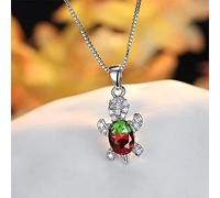 necklace Blue Purple Oval Zircon Pendant Rainbow Stone Cute Turtle Necklaces For Women Fashion Jewelry Multicolor Crystal Animal Necklace