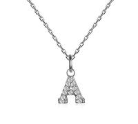 Necklace Chain Necklace For Women Az 26 Letters Real Sterling Silver Pendant Necklaces For Women Chain 925 Shiny Cubic Lovers Confession Gifts A