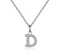 Necklace Chain Necklace For Women Az 26 Letters Real Sterling Silver Pendant Necklaces For Women Chain 925 Shiny Cubic Lovers Confession Gifts D