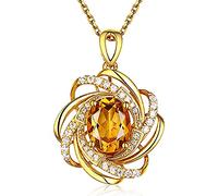 Necklace Chain Necklaces For Women Yellow Crystal Citrine Gemstones Diamonds Pendant Necklaces For Women Choker Chain Bague Accessories Gifts
