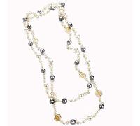 Necklace Chain Pearl Long For Women Double Layer Rose Flower Sweater