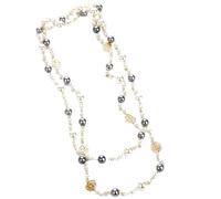 Necklace Chain Pearl Long For Women Double Layer Rose Flower Sweater