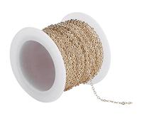 Necklace Chains Golden Iron Cross Chains Link Cable O Shaped Chain Soldered Brass Curb Chains for Necklace Jewelry Accessories Making (2.2x1.8x0.3mm)