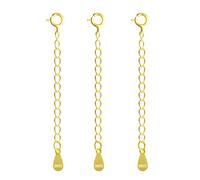 Necklace Choker Extender Gold, 925 Sterling Silver Gold Extenders Chains, Gold Extender Extension for Necklace Bracelet Anklet Jewellery Making Chains, 3PCS 2 inch Extenders