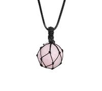 Necklace Cord Holder With Crystal Ball for Women Men|Fashion Gemstone Bead Pendant Cage Necklace Chork Meditation Energy Amulet Jewelry Gifts for Girls Rose Quartz