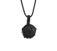 Necklace Cord Holder With Crystal Ball for Women Men|Fashion Gemstone Bead Pendant Cage Necklace Chork Meditation Energy Amulet Jewelry Gifts for Girls Lava