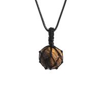 Necklace Cord Holder With Crystal Ball for Women Men|Fashion Gemstone Bead Pendant Cage Necklace Chork Meditation Energy Amulet Jewelry Gifts for Girls Tiger Eye
