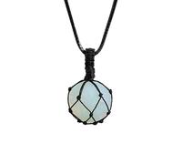 Necklace Cord Holder With Crystal Ball for Women Men|Fashion Gemstone Bead Pendant Cage Necklace Chork Meditation Energy Amulet Jewelry Gifts for Girls Opal