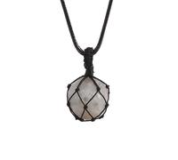 Necklace Cord Holder With Crystal Ball for Women Men|Fashion Gemstone Bead Pendant Cage Necklace Chork Meditation Energy Amulet Jewelry Gifts for Girls Labradorite