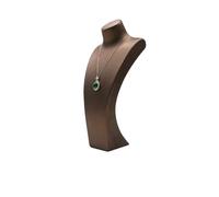 Necklace Display Bust PU Leather Jewelry Display Stand,Portrait Neck Bust Model for Necklace Pendant Rack, Photo Props & Organizer(Brown 27cm)