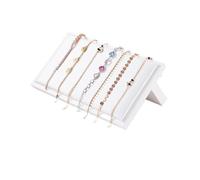Necklace Display Bust White Leather Pendant Necklace Chain Jewellery Display Stand Mannequin Holder Rack Bracelet Earrings Ring Counter Organizer(Necklace Stand Hori)