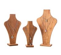 Necklace Display Bust Wood Color Detachable Mannequin Necklace Display Rack Pendant Chain Bust Ornaments Hanging Shelf(3PCS)