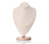 Necklace Display Stand 2pc Wooden Mannequin Bust Necklace Display Stand Portrait Model Neck Pendant Jewellery Storage Rack Holder Window Showcase Props(Beige,L)