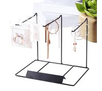 Necklace Display Stand - Rings Organizer | Aesthetic Black Jewelry Organizer Decorative Earrings Necklaces Bracelets Storage Rack for Vanity Dresser Table Shelf Bedroom Home