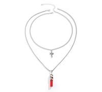 necklace Double Layer Punk Crystal Pendant Jewelry Clavicle ChaiSimple Metal