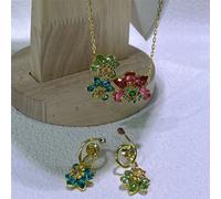 (Necklace Earring2) Original Jewelry Set Idyllia Y-shaped Flower Crystal Boutique Irregular Earring Exquisite Necklace Ring Bracelet Swarovski Gift