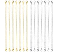Necklace Extender Chains, 14Pcs Chain Extenders Gold Silver Necklace Chain with Double Lobster Clasp, 6.89inch Bracelet Extender Anklet Extender Small Chains for Jewellery Making