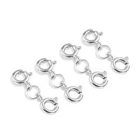 Necklace Extender Silver Double Clasps Silver Necklace Extension Clasp Sterling Silvers Spring Double Clasps for Necklace Bracelet Jewelry Making (4PCS)