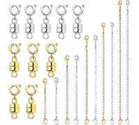 Necklace Extenders for Women - 20-Piece Adjustable Chain Extender Set | Gold and Silver Plated Jewelry Extension Chains | Ideal for Necklace, Bracelet, Anklet, Choker, and Craft Making | Suitable for