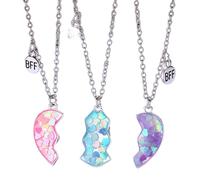 Necklace For 3, Heart Necklaces For Sister Magnetic | Best Friends Forever Necklaces For 3 Heart Breakers Matching Alloy Alloy Necklaces Set, Consulte la descripción, See description, See description
