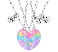 Necklace for 3 - Magnetic Necklace with Matching Heart, Necklace Set for 3 Sisters | Adorable Best Friends Forever Necklaces for 3, Alloy Pendant Necklace Set Matching with C Puzzle, riferimento