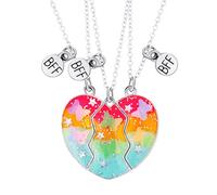 Necklace for 3 - Matching Heart Magnetic Necklace, Necklace for 3 Friends | Best Friends Forever Necklace Set for 3 Alloy Pendant Necklaces Matching Heart Puzzle, Fare riferimento alla descrizione