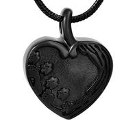 Necklace For Ashes Heart-Shaped Jewelry Epoxy Pendant Necklace Stainless Steel Ashes Necklace Pendant 2Pcs Black Foot,Memorials