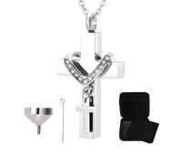 Necklace for Ashes | Portable Ashes Pendant - Compartment Cross Urn Pendant Necklace for Cremation, Remembrance, Travel, Outdoors, Home Display