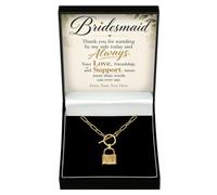 Necklace for Bridesmaid Love Lock with Personalised Keepsake Box | 18k gold over stainless steel with polished padlock design and adjustable chain