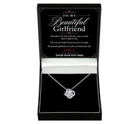 Necklace for Girlfriend Love Knot with Personalised Keepsake Box | 14K white gold over stainless steel with sparkling cubic zirconia and adjustable chain