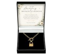 Necklace for Matron Of Honour Love Lock with Personalised Keepsake Box | 18k gold over stainless steel with polished padlock design and adjustable chain