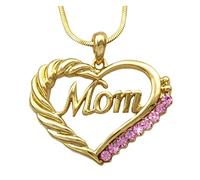 Necklace for Mom Initial Necklaces for Women Love Mom Heart Necklace Necklace Zircon Forever Love 520 Heartbeat Necklace A Necklace for Women Broken Heart Pendant (Gold, One Size)
