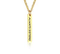 Necklace for Teens, Chain Necklaces for Women Thick Cable Stainless Steel Vertical Pendant Always Sisters Wedding Necklace for Women