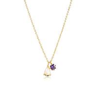 Necklace For Women 925 Sterling Silver Modern Champagne Oval Pendant Purple Charms Long Chains Necklace Rock Punk Making Gift Gold Chain