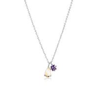 Necklace For Women 925 Sterling Silver Modern Champagne Oval Pendant Purple Charms Long Chains Necklace Rock Punk Making Gift Silver Chain