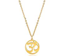 Necklace For Women- Aum Om Ohm Sanskrit Symbol Round Pendant Beaded Double Layer Chain Charm Necklace,Hinduism Yoga Sanskrit Personalized Amulet Dainty Pendant Necklace Jewelry (single chain - gold)