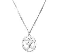 Necklace For Women- Aum Om Ohm Sanskrit Symbol Round Pendant Beaded Double Layer Chain Charm Necklace,Hinduism Yoga Sanskrit Personalized Amulet Dainty Pendant Necklace Jewelry (single chain - silver)
