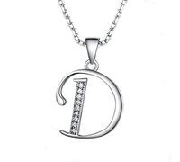 Necklace For Women Clavicle Chain Necklace 26 Letters Pendant Real 925 Sterling Silver Inlay Zirconia Charm Ladies Necklace Pendant Gifts D