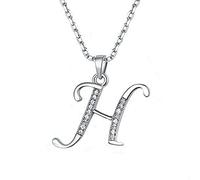 Necklace For Women Clavicle Chain Necklace 26 Letters Pendant Real 925 Sterling Silver Inlay Zirconia Charm Ladies Necklace Pendant Gifts H