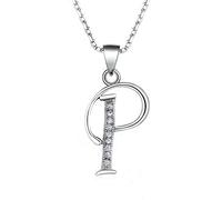 Necklace For Women Clavicle Chain Necklace 26 Letters Pendant Real 925 Sterling Silver Inlay Zirconia Charm Ladies Necklace Pendant Gifts P