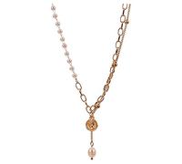 Necklace For Women Pendant Jewellery Birthday Gifts For Girls Pearl Chain Splice Necklace Women's Luxury And Minority Design High Level Chain Fashion Personality Choker Trendy (Gold, One Size)