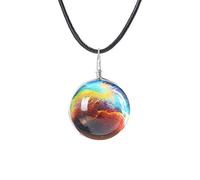 Necklace For Women, Retro Galaxy Glass Ball Pendant Necklace Glow In The Dark Star Universe Choker