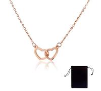 Necklace for Women, Rose Gold Interlocking Heart Pendant Necklace, Heart Titanium Steel Pendant Clavicle Chain, Eternity Love Choker Necklaces, Jewelry Gift for Women Girls
