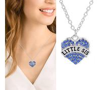 Necklace For Women Stocking Stuffers Sister Heart Necklace Gift Jewelry Gifts For Girls Little Girls Teens Tweens Kids Crystal Jewelry (C, One Size)