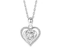 Necklace Grandma Heart Necklace Female Korean Style Temperament Heart Pendant Clavicle Chain Vintage Heart Locket (White, One Size)