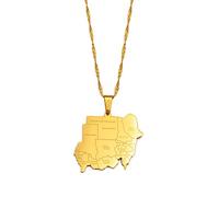 Necklace jewelry pendant Republic of the Sudan Map and Cities Pendant Neckalces North Sudan Jewelry Father's Day