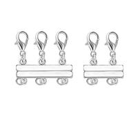 Necklace Layering Clasp, 2PCS White Gold Plated Lock Magnetic Necklace Connector Multi Strands Clasps for Layered Bracelet Necklace Jewelry Crafts