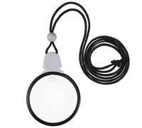 Necklace Magnifying Glass X 20 with Plastic Chain for Reading Aid | Lightweight Lens, Compact Black Design, Office Travel Use, for Stamps and Prescriptions