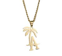 necklace men,Palm Tree Initials A Men Hip Hop Trend Pendant Necklace Jewelry Gift For Him,best gifts